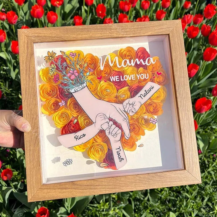 50% OFF❤️Hand Holding Heart Shaped Flower Shadow Box