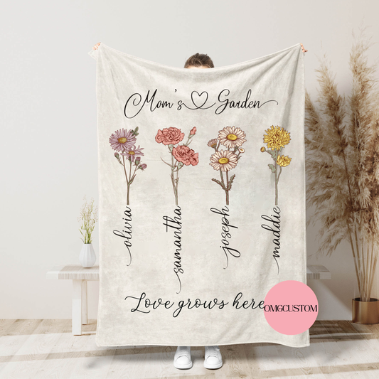 Personalized Grandma🌺Mom's Garden Blanket