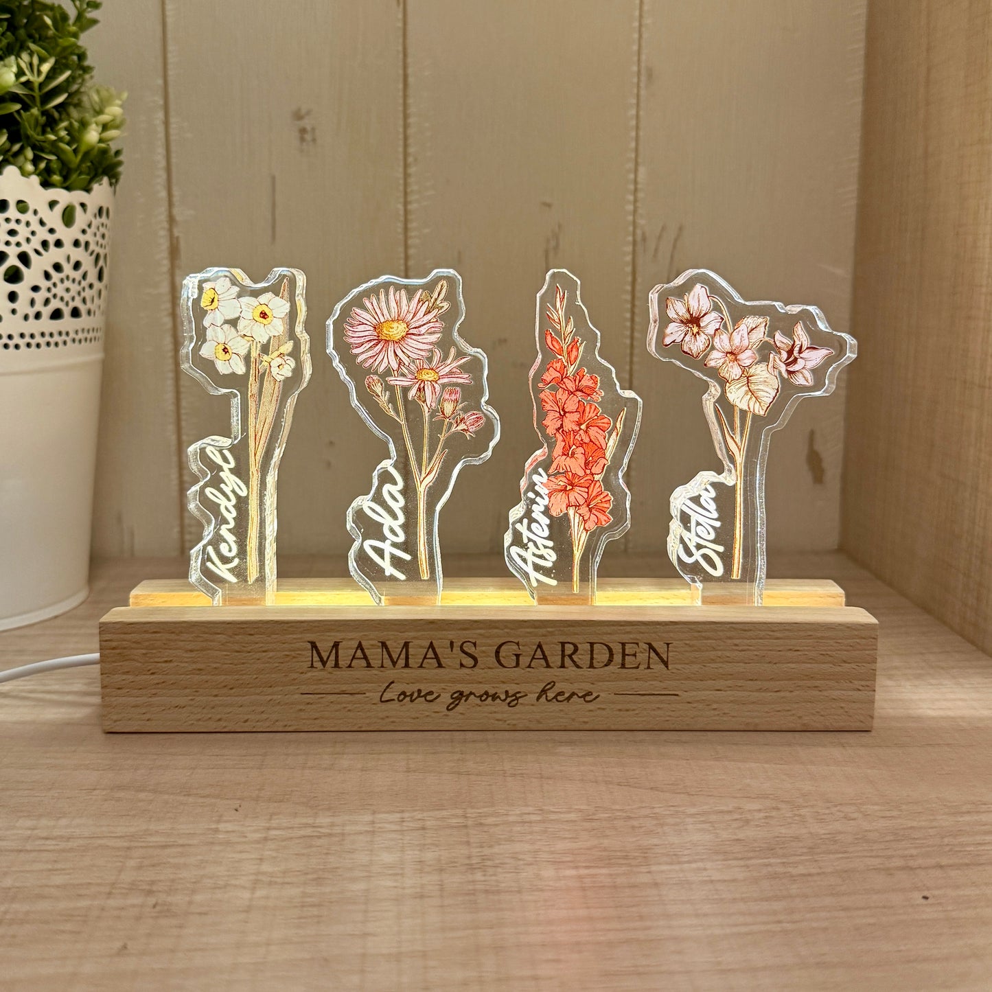 50%OFF❤️Custom Birth Flower 3D Crystal Acrylic LED Light