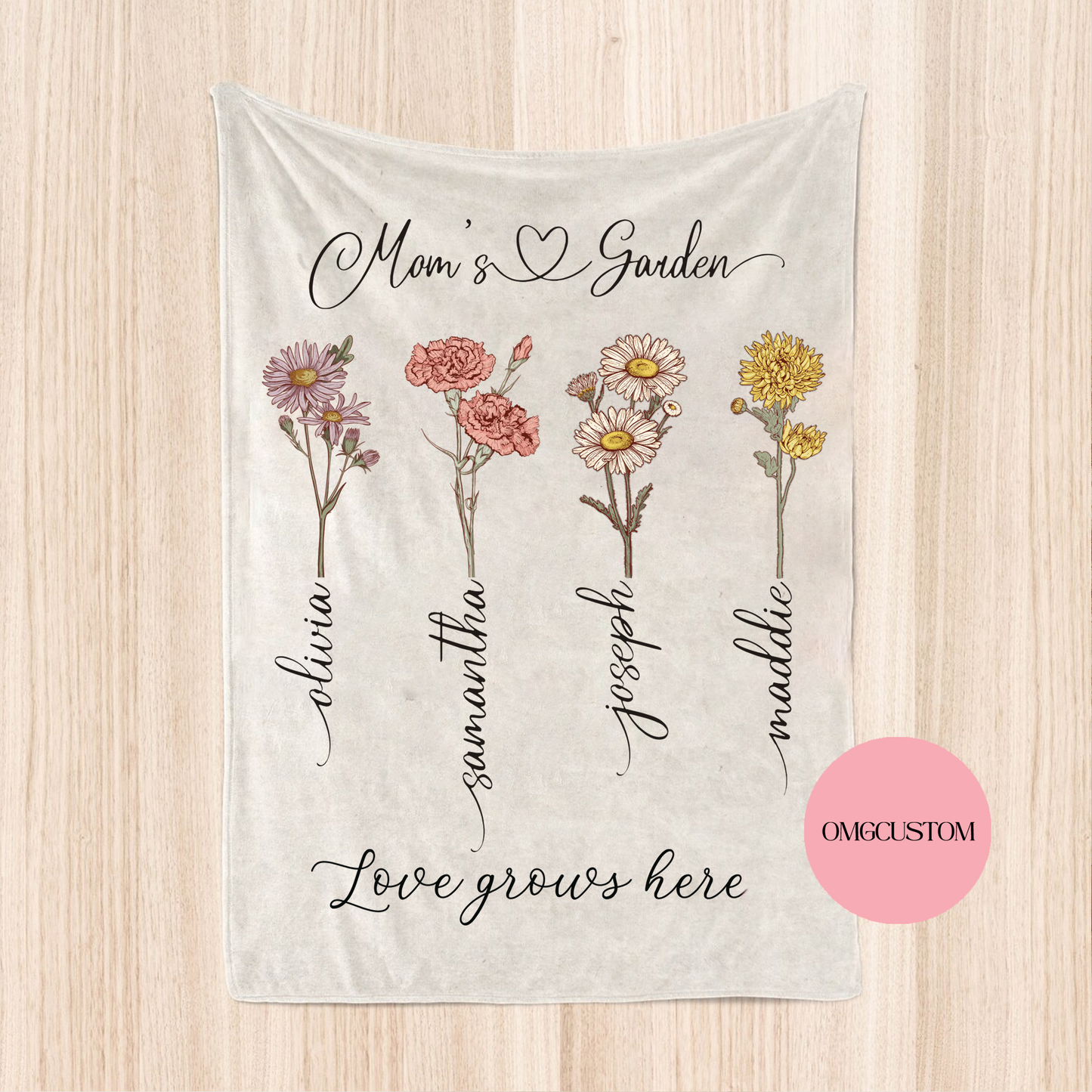 Personalized Grandma🌺Mom's Garden Blanket