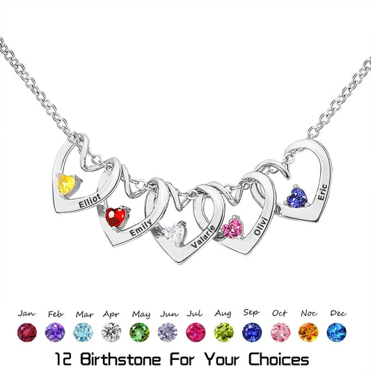 Couple Heart Birthstone Necklace