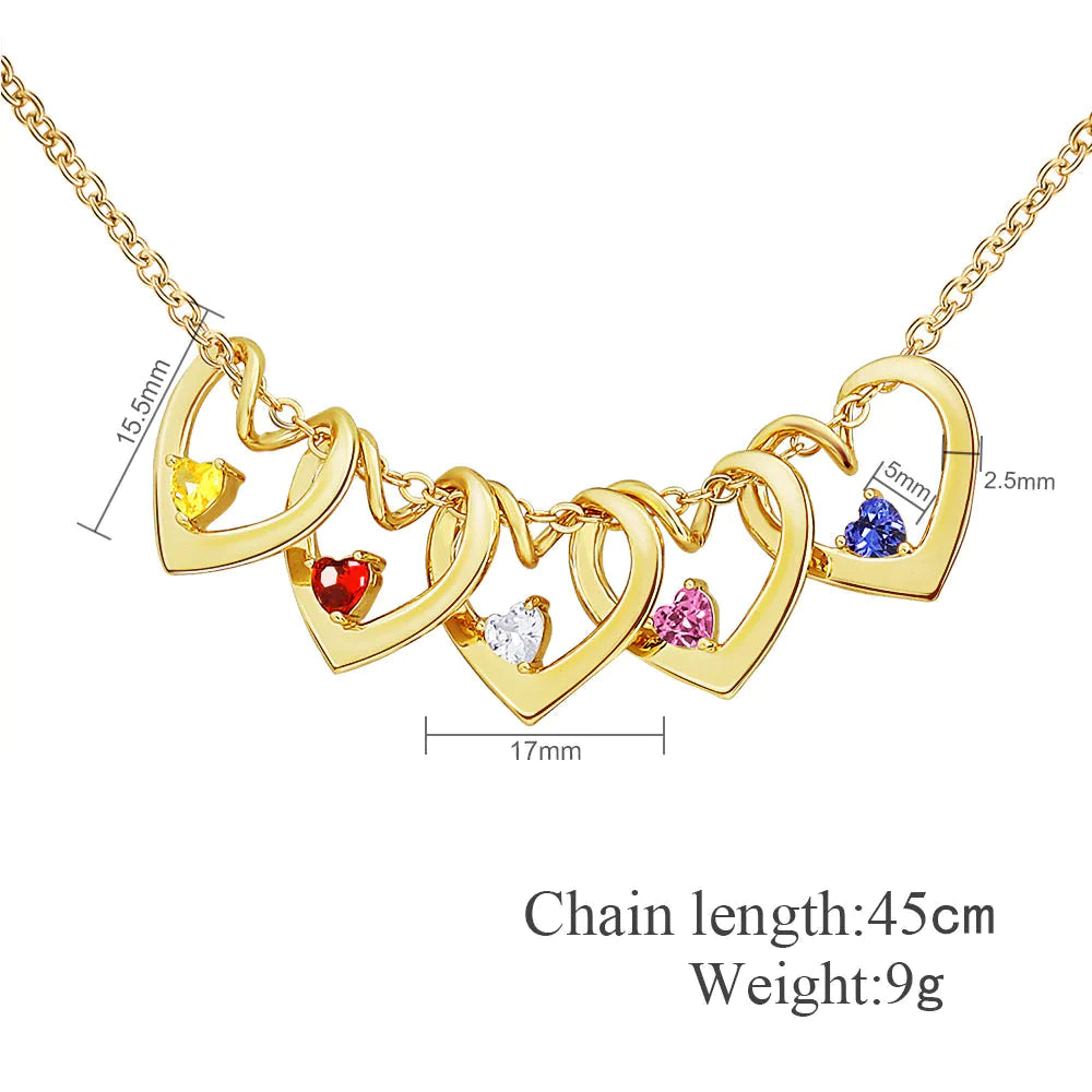 Couple Heart Birthstone Necklace