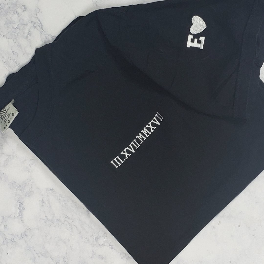 Custom Roman Numeral Date Couple's T-shirt