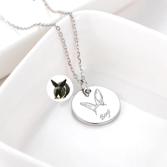 Personalized Pet Ears Outline Necklace