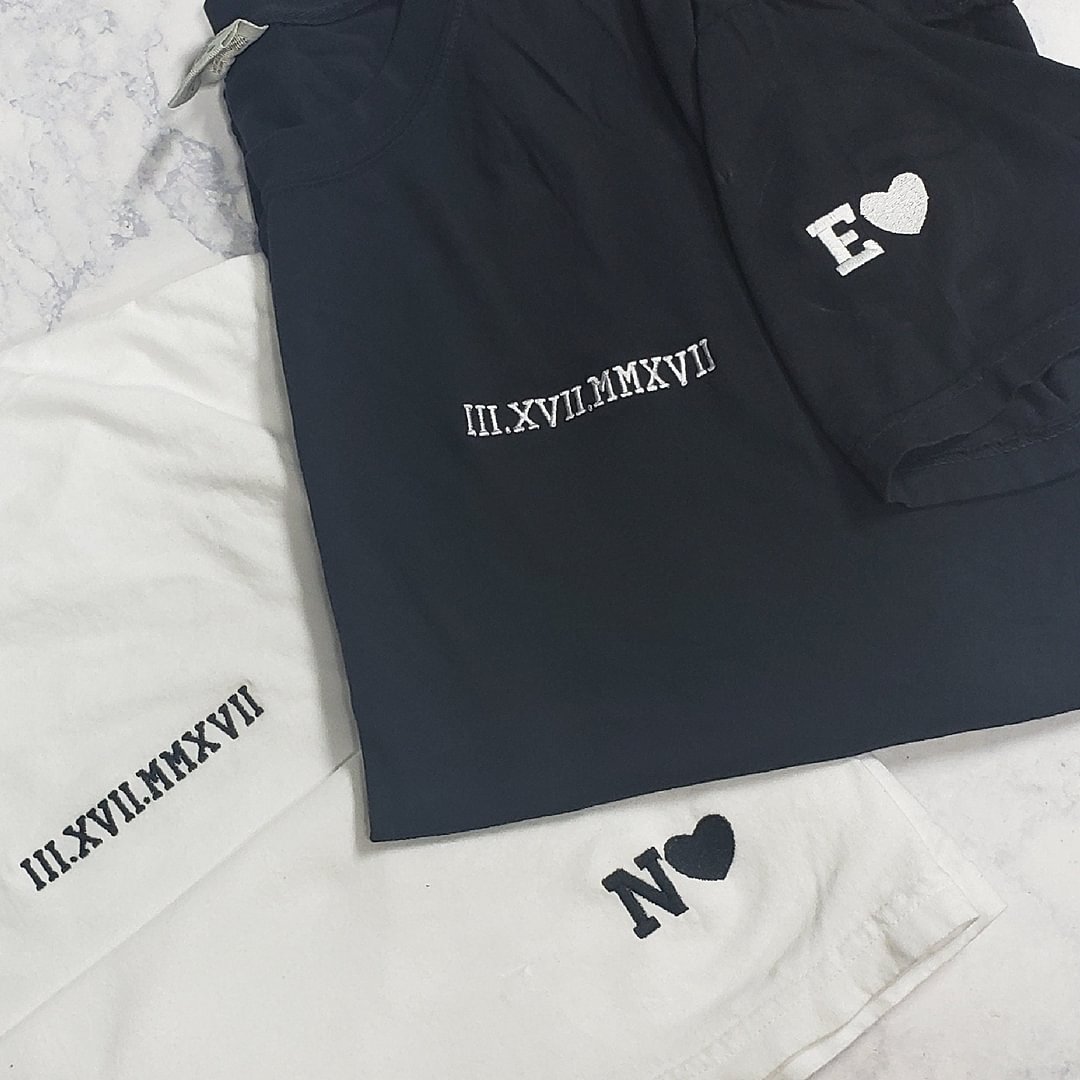 Custom Roman Numeral Date Couple's T-shirt