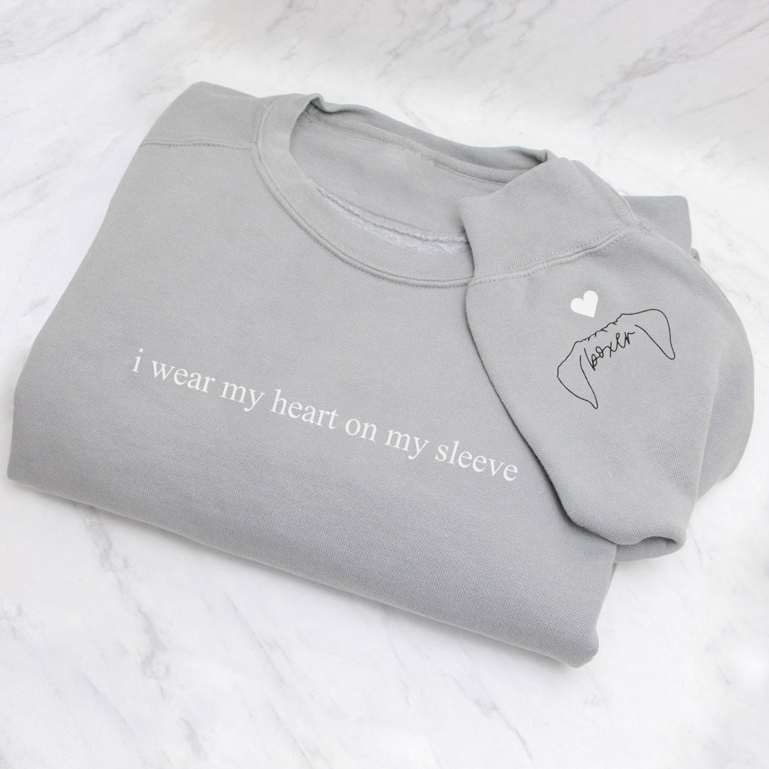 PERSONALIZED "HEART ON MY SLEEVE"PET EARS OUTLINE & NAME