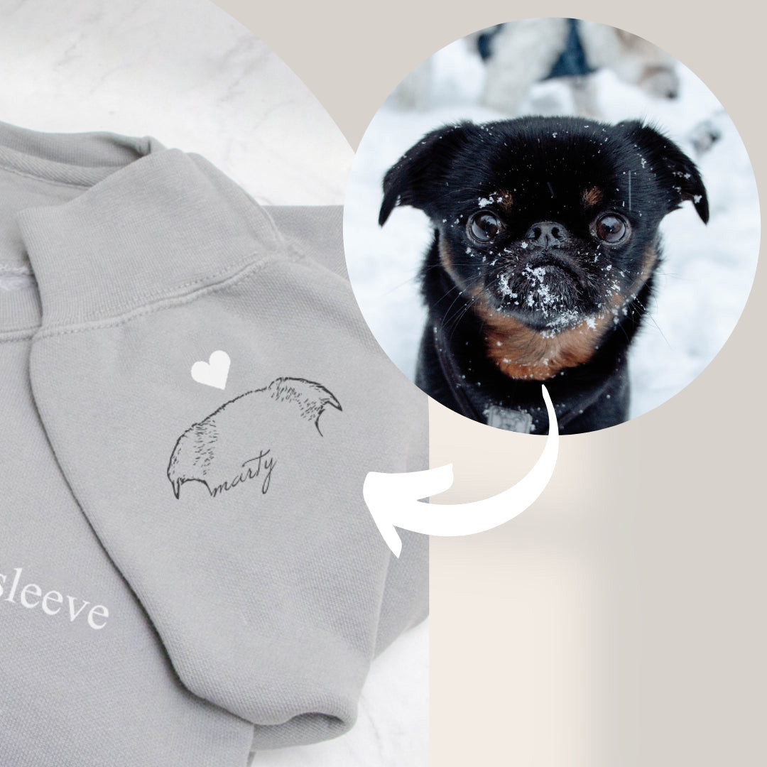 PERSONALIZED "HEART ON MY SLEEVE"PET EARS OUTLINE & NAME
