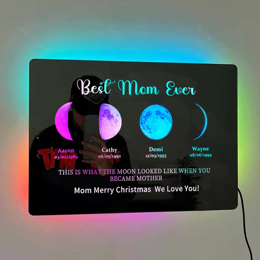 🎁Christmas Sale🎁Custom Led Mirror Light Frame with text and date-mom's universe