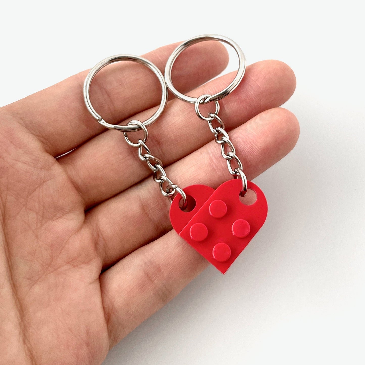 Heart Building Blocks Keychain Set